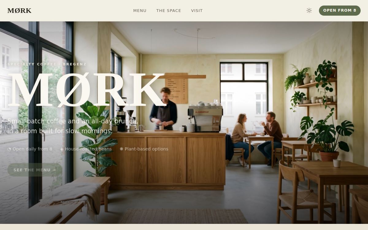 MØRK Café-Website