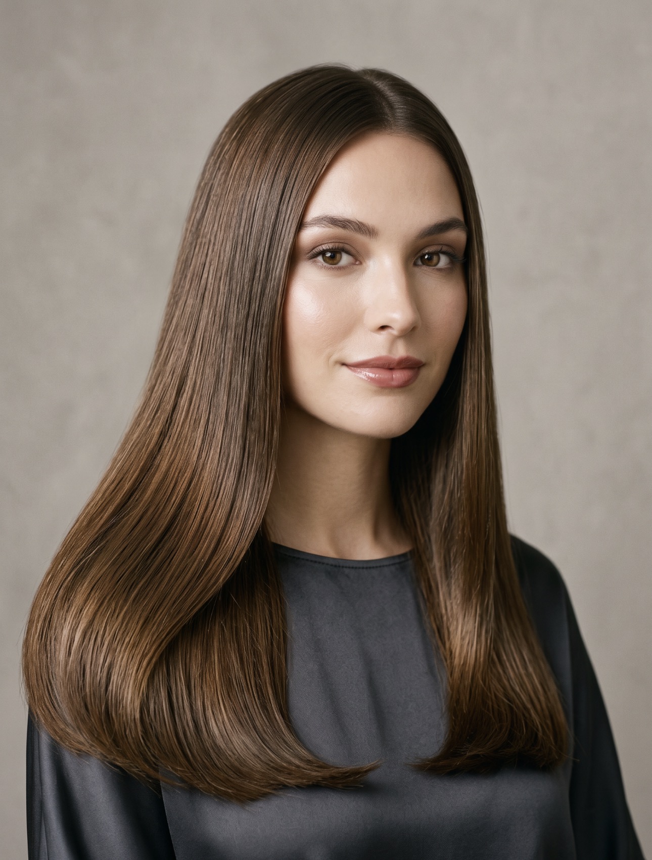 Glossy sleek brown blowout
